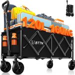 120L Extra-Long Folding Festival Trolley on Wheels, Black, 85cm, 360 Swivel