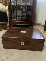 Antique  large Victorian Solid walnut wood   Writing Slope – mother of pearl 