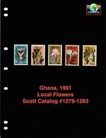 $8.00 Scott Value - 1991 GHANA Flowers Wildlife West Africa CV MNH NH UMM