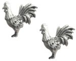 2 x Cockerel Hen Handcrafted From Lead Free English Pewter Badges-HIN-1086