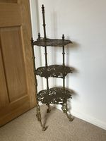 Antique three legged Cast & Pierced Brass Three Tier Butterfly Plant/Pan Stand.