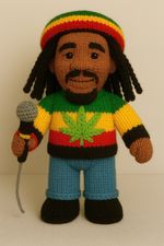 Knitted Knitting DK Pattern Only Bob Marley Rusta 25cm Tall