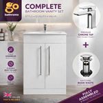 Bathroom Vanity Unit 615mm Basin Sink Tap Waste White Soft Close Cabinet