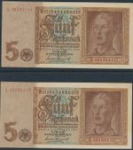 Currency Germany 1939 WW2 Fascism War Reichmark Sequential Pair Uncirculated