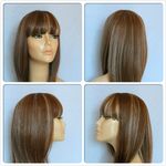 HIGH HEAT RESISTANT FRINGE WIG BROWN & BLONDE MIX LADY WOMENS DAILY FULL WIG UK