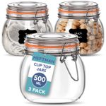 HEFTMAN Glass Clip Top Jar Airtight Glass Jars with Lids Pasta 500ml Set of 3