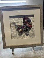 Pink Pram Wall Art Made From Jewellery- Birth of Baby Or Christening Gift