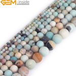 Natural Amazonite Gemstone Quartz Frosted Matte Round Jewellery Making Beads 15"