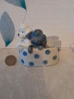 VINTAGE LLADRO/NAO GLOSS POODLE DOG/PUP PAIRING IN A BASKET (MINT CONDITION).