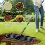 Heavy Lawn Leveling Rake 30"x10" Level Lawn Tool with 6ft Steel Extended Handle
