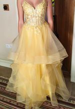 Stacees Bespoke Daffodil Yellow Waterfall Prom Dress Princess/Bridesmaids Dress