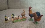 Schleich Ducks, Ducklings, Hen And Cockrel Figures. Lovely Played With Condition