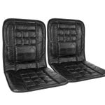 ORTHOPAEDIC LEATHER CAR FRONT SEAT PAIR COVER BACK SUPPORT CUSHION COVERS BLACK