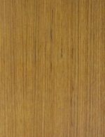 Burmese Teak veneer 0.7mm x 600mm x 1200mm self adhesive backing. Short grain.