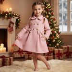 Girls Pink Double Bow Coat | 2-12 Years