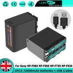 2× 10500mAh NP-F980 Battery For Sony NP-F970 NP-F960 NP-F750 F930 550 USB Charge