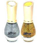 Saffron Glitter Nail Varnish Nail Polish Gold Silver Shimmer Sparkle  Pack of 2