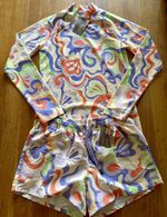 Crane Ladies Rash Vest & Board Shorts Set Size S UK 8 10 Psychedelic Retro Swirl