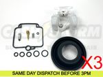 3x Carburettor Carb Rebuild Repair Kit Triumph Thunderbird 900 95-97 + Diaphragm