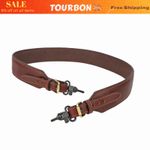 TOURBON Hunting Rifle Gun Sling Leather Shoulder Strap with Buckle Swivels Brown