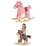 HOMCOM Kids Plush Rocking Horse w/ Moving Mouth Tail Sounds 18-36 Months