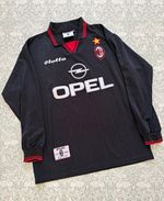 Lotto AC Milan Away Shirt Black Long Sleeve Adults Size M Opel Sponsor
