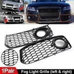 Honeycomb Front Bumper Fog Light Grille Cover For Audi A5 S5 B8 RS5 S-line 08-12