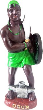 Santo Orisha Statue Orisha Statue Orisha Ogun Estatua Catholic Statue (5 Inches)