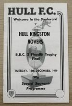 RUGBY LEAGUE PROGRAMME  BBC 2 FLOODLIT FINAL HULL FC V HULL KR V  1979