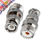 2Pack 50 ohm BNC Male Plug To UHF PL-259 SO239 Female RF Coaxial Adapter Cable