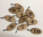 lasercut Wooden Numbered Key Fobs, Tags, Hotel, Home, Locker Room,Club, 7mm oak