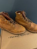 Truman Boot Co Coach Rambler Brown Leather Cap Toe Lace-Up Boots UK 8