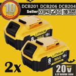 2X 18V 8.0Ah XR Li-ion Slide Battery For DEWALT DCB184 DCB200 DCB182 DCB184-XJ