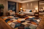 Modern Geometric Hand Tufted Wool Rug – Luxury Multicolor Abstract Area Rug