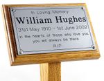 Oak Wooden Memorial Stake Cremations Burials 7x5 & Plaque Grave / Tree Marker 