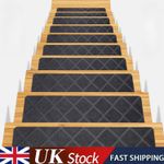 15Pcs Self-Adhesive Stair Mats Set Carpet Stair Treads Non Slip Pads Home Decor