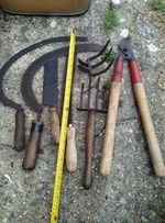 Vintage Antique gardening tools 7 x, 1920-30 s