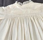 Vintage Christening Gown Ivory Flannelette Embroidered Baptism Robe 96cm 1950s
