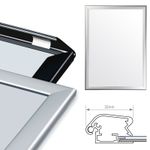 Snap Frame Poster Holder Clip Display for Wall - A0, 841x1189mm, Silver