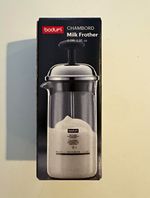 BODUM CHAMBORD Manual Milk Frother Plunger, Clear Glass 0.08L