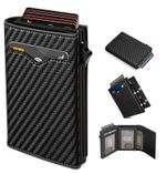 miyozi Wallet for Men,with Cash Pocket 2 ID Window 9-13 Cards,Metal Case Smart