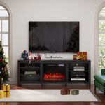 70inch TV Stand Unit Cabinet with 23'' Electric Fireplace & 12 Colour LED Lights