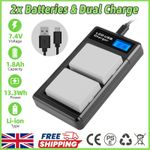 2x Battery & Charger for CANON Eos LP-E5 LPE5 450D 500D 1000D Rebel T1i -1600mah