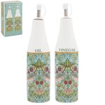 Oil & Vinegar Bottle Set William Morris Strawberry Thief Teal Floral Gift Set