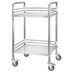 Uimoso Stainless Steel 2-Tier Rolling Utility Cart with Locking Wheels