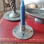 VINTAGE ARTS & CRAFTS STYLE CANDLESTICK  with cabuchons Archibald Knox style