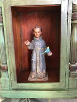 Spanish Colonial Wood carved Santos Saint Anthony of Padua with Glass Eyes 15"