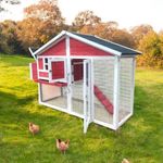Wooden Chicken Coop with Run for 4-6 Birds Hen House Outdoor Poultry - 2 Colours