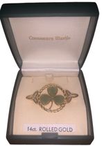 Connemara Clover pin brooch  14 ct rolled gold Irish Lucky