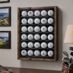 Wooden Golf Ball Display Case 30 Ball Wall Mount Acrylic Door 6 Shelves Quality